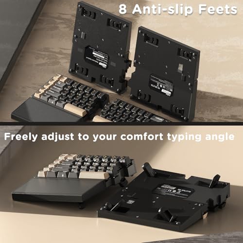 Image of RK ROYAL KLUDGE S70 Ergonomic Split Keyboard, Linear Creamy Switch Black | Wireless RGB Mechanical Keyboard with Bluetooth /2.4G /Wired, 75% Hot Swappable Gaming w /Fixed Wrist Rest, PBT Keycaps, Win /Mac