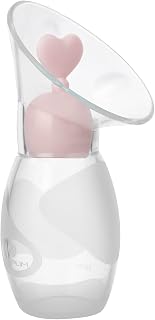 Amplim Manual Breast Pump | Gen 2 Food Grade Silicone Milk Collector for Breastfeeding Nursing Mom with Stopper | Must Haves Registry Essentials for Newborn, Infant, Baby | 4 oz (Pink)