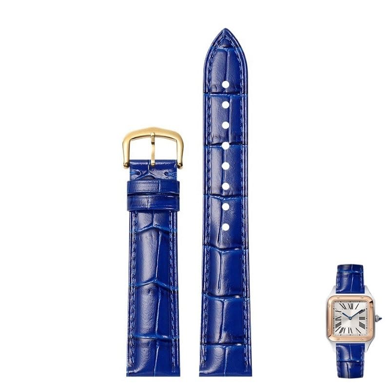 Bracelet montre cuir bleu pour Cartier Tank au bureau comme en soirée