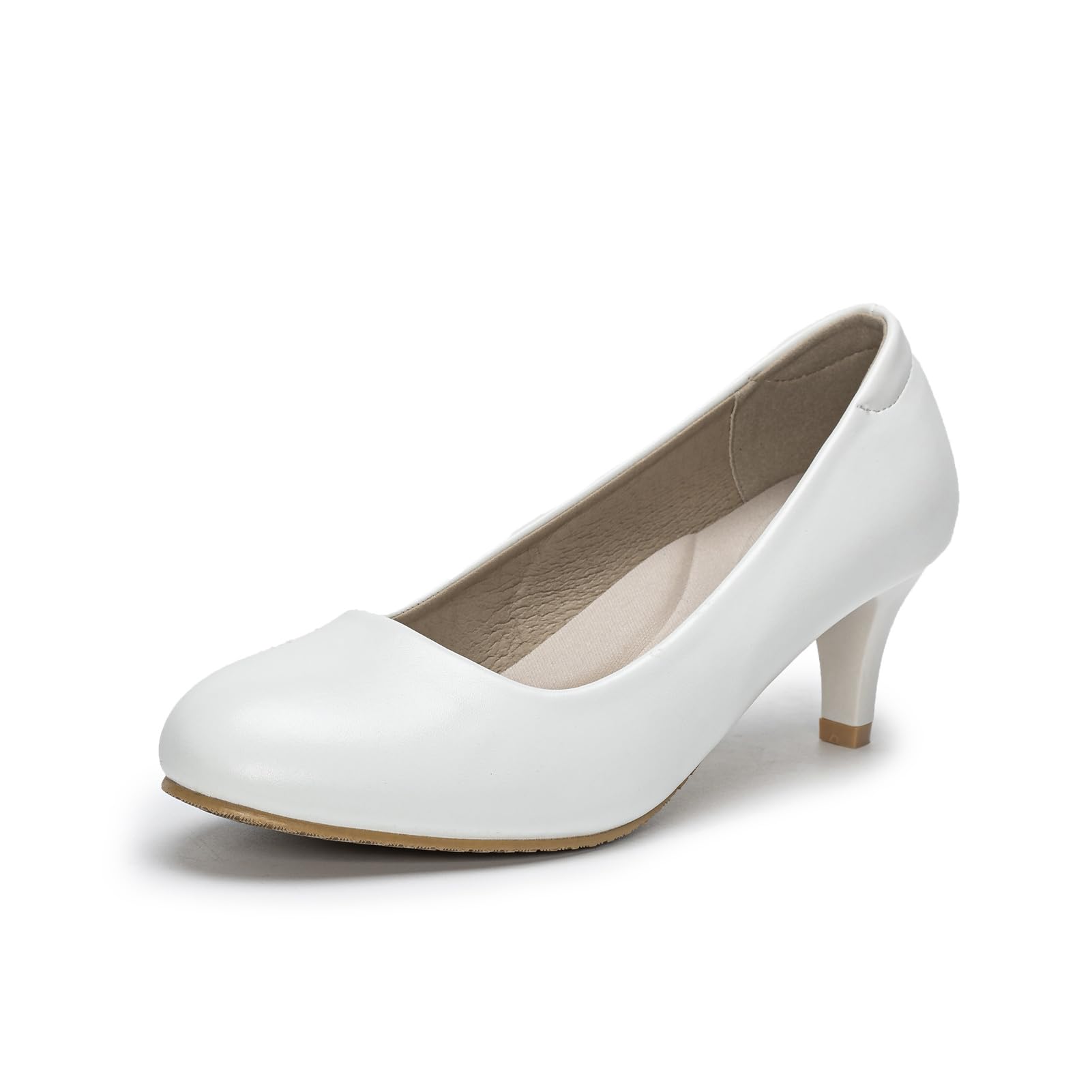 HoefirmWomen Round Toe Court Shoes Kitten Heels Low Heel Shoes Closed Toe Pumps Shoes Comfortable Office