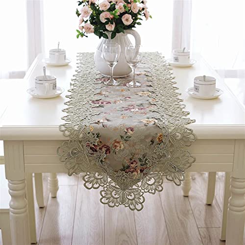 Elegante y Lujoso Camino de Mesa de Encaje Floral, Cubierta de Mesa Bordada, Decoraciones de Mesa, Varios tamaños for Mesa de Comedor, Camino de Mesa Lavable Regalos navideños(40x90 cm)
