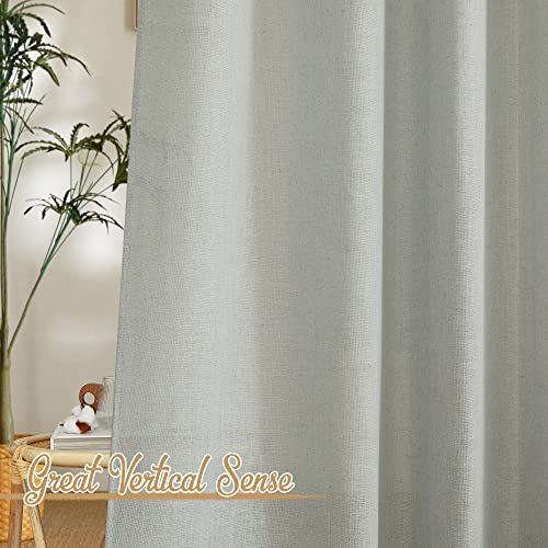 NICETOWN Linen Gray Curtains 84 inches Length 2 Panels Set, Grommet Flax Linen Burlap Semi Sheer Eclectic Drapes Privacy with Light Filtering for Kids Room/Living Room, W52 x L84