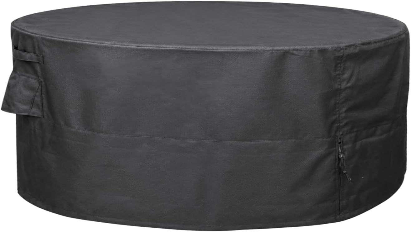 Round Patio Furniture Cover, Waterproof Heavy Duty Outdoor Cover for Round Patio Table, 62"DIA x 27.5"H Weatherproof Patio Furniture Covers, Black