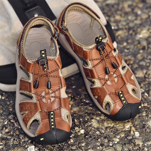 LEADER SHOW Men's Outdoor Hiking Sandals Closed Toe Casual Sport Trail Walking Sandal Water Beach Shoes4