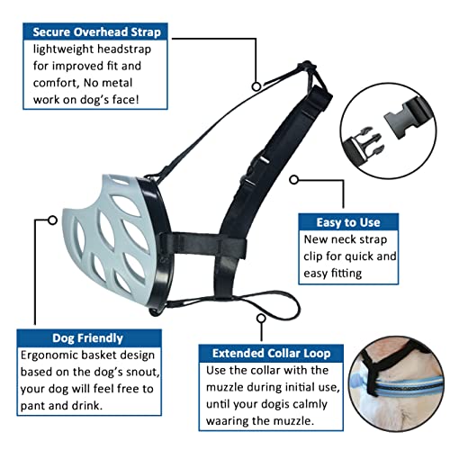 Dog Muzzle, Soft Basket Muzzle To Prevent Biting And Chewing, Rubber Cage Muzzle For Small, Medium And Large Dogs, Suitable For German Shepherd, Labrador For Grooming, Nail Trimming (Grey, 4) #TOP1