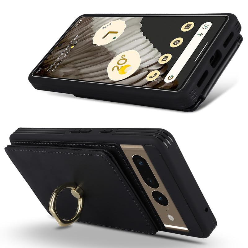 Lipvina for Google Pixel 7 Pro Case with Card Holder,Pixel 7 Pro Case Wallet for Women,Credit Card Holder,Ring Stand,Phone Wallet Cases 6.7