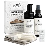 Eagle Sandal & Clog Care Kit – Compatible with Birkenstock – Suede Cleaner & Conditioner, Protector, Cork Renew, Brush, Eraser & Microfiber Cloth – 6-Piece Complete Shoe Cleaning Set