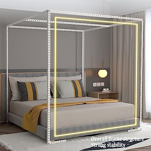 Marco de cama con dosel blanco para proteger habitaciones matrimoniales 6
