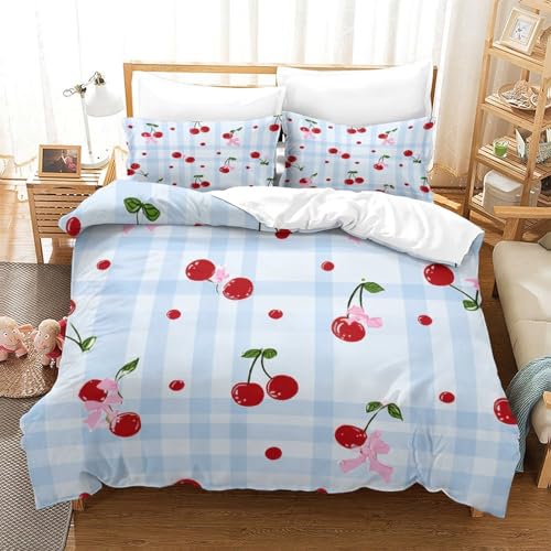 Housse de couette fleurs de cerisier anti-allergie parure de lit double microfibre douce - 3