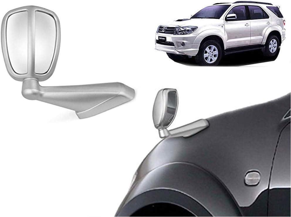 Universal Hub- Front Fender Wide Angle Mirror Bonnet Mirror (Small, Silver) For -Toyota Fortuner Old