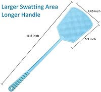 Vista 2 de Matamoscas de plástico, paquete de 5 matamoscas de plástico resistente con mango largo y flexible, manual, varios colores, paquete múltiple
