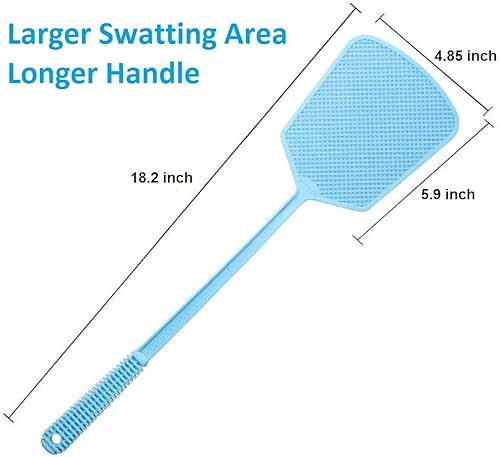 Miniatura 2 de Matamoscas de plástico, 4 unidades, juego de matamoscas de plástico fuerte con mango largo y flexible, matamoscas manual resistente, varios colores