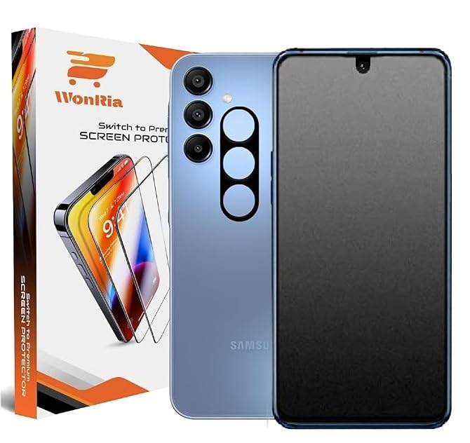 Image of WonRia [1+1 Matte Tempered Glass Compatible with Samsung A16 5G with 3D Camera Lens Protector Glass Edges to Edge Screen Guard Protector - (Pack of 2)