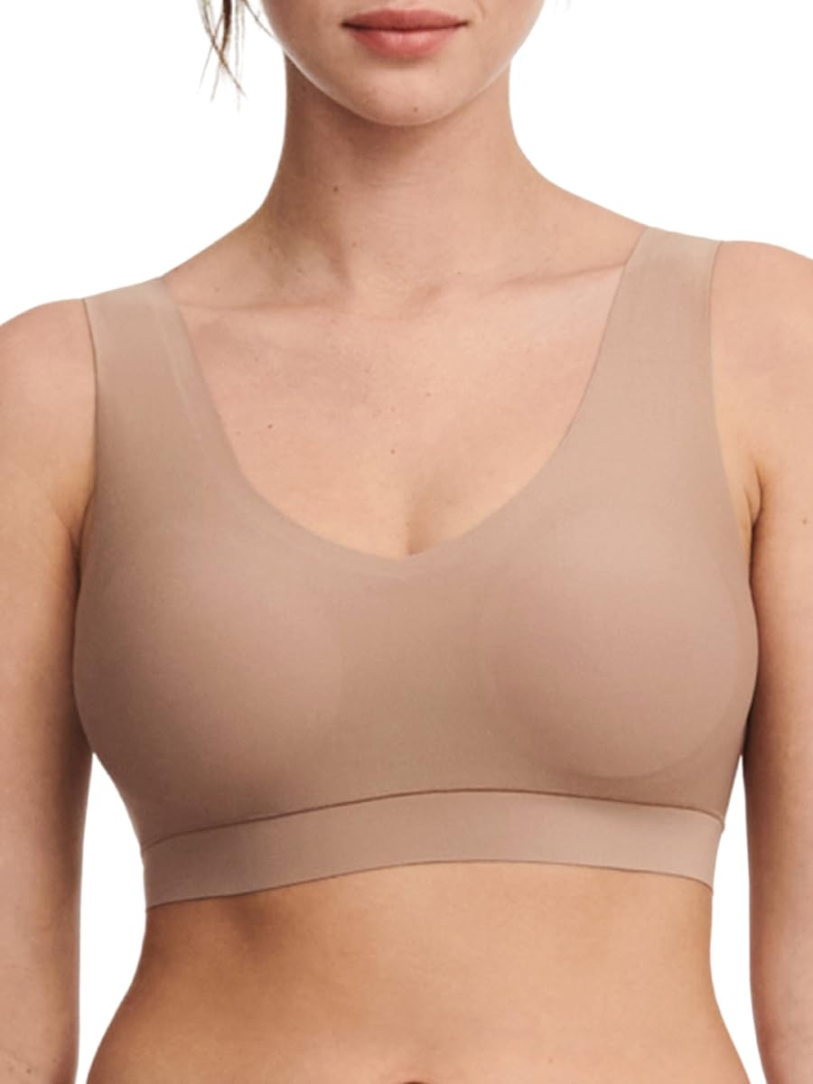 Chantelle Women's Soft Stretch Padded V-Neck Bra Top, Coffee Latte, XL/XXL