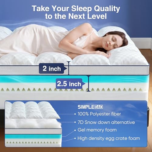 Image of King Mattress Topper, 4.5 Inch Memory Foam Mattress Topper for Back Pain & Pressure Relief - 2.5 inch Cooling Memory Foam Soft and Supportive + 2 inch Pillow Top Mattress Pad Cover, with 8-21 inch Deep Pocket