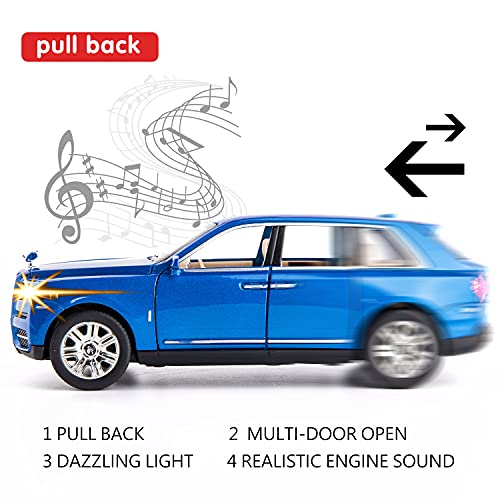 Image of Metal Pull Back Diecast Car Suv 1:24 Big Rolls Royce Cullinan Pull Back Car Model With Sound Light Boys Gifts Toys For Kids?Pack Of 1?, Multicolor
