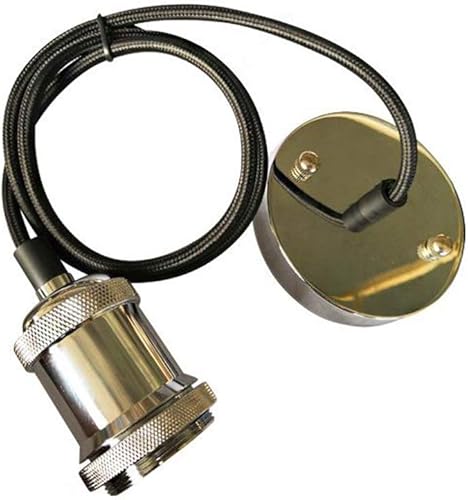 Miniatura 6 de Kit de luz colgante vintage estilo industrial retro moderno E27 Base lámpara titular de tela cable de techo rosa colgante cable luz conjunto Negro