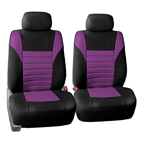 FH Group Car Seat Covers Front Set Premium 3D Air Mesh -Low Back Car Seats with Removable Headrest,Universal Fit,Automotive Seat Cover,Airbag Compatible Car Seat Cover for SUV,Sedan,Van Purple