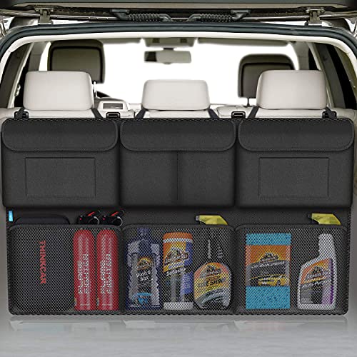Trunk Organizers- Super Large Car Trunk Organizer and Storage for Large SUV/MVP, Hanging Trunk Backseat Organizer with 6 Large Pockets, Saving Space Organizer for Car(Mesh Pockets 42.5â€Ã—23.6â€)