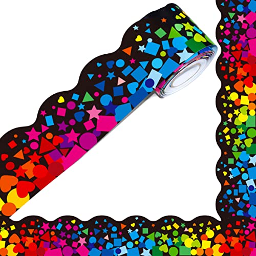 Image of 60 Feet Bulletin Board Borders, Scalloped Confetti Rolled Border Trim Decorate Bulletin Boards, Walls, Desks, Windows, Doors for School, Classroom & Offices