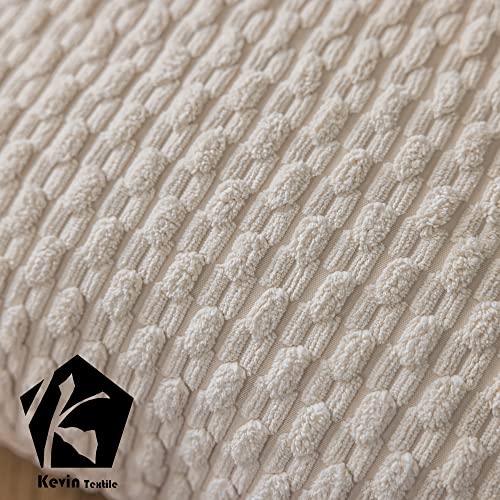 Kevin Textile Pillow Covers Decorative Set Of 2 Striped Corduroy Plush Velvet Pillowcases Cushion Cover For Couch, 18X18 Inch, Cream #TOP3