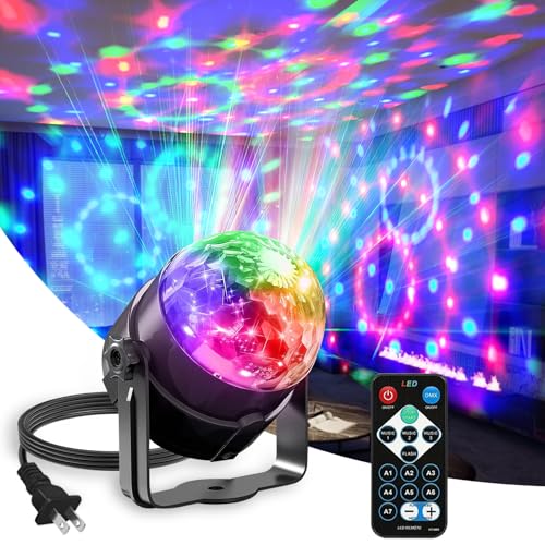 Image of Sound Activated Party Lights with Remote Control Dj Lighting, Disco Ball Light Projected Effect Dancing Lights, Strobe Lamp for Parties Supplies Birthday Christmas Bar KTV Decorations -1-Pack