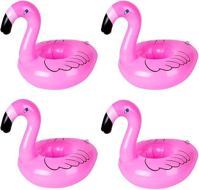 Posavasos Piscina Flamenco 4 Piezas, Soporte para Vasos Hinchable Bañera Accesorio, Mini Flotar Coasters para Fiestas De Playa en Verano, Fiestas Hawaianas, Actividades Acuáticas