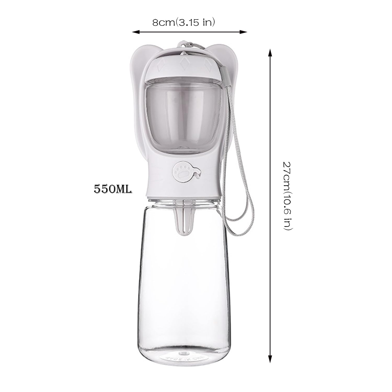 Borraccia Portatile per Cani 550ml con Ciotola Integrata - Ciotola da Viaggio Antigoccia per Cani e Gatti, Ideale per Escursioni, Viaggi e Allenamenti Estivi