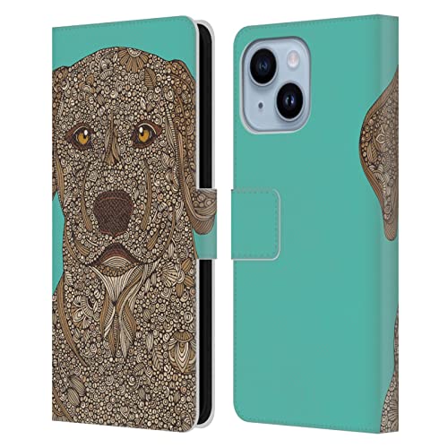 Étui portefeuille en cuir Jaune Chiens pour iPhone 14 Plus Valentina Lab
