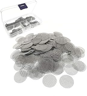 JZK 200 x Einlegesiebe aus Stahl 15mm, Silber fein Mesh Rauchen Pfeife Sieb Filter mit Kunststoff Box zum Rauchen von Bongs und Tabakpfeifen