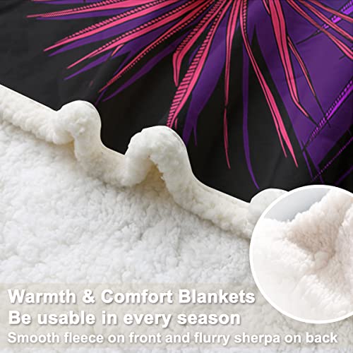 Sleepwish Skull Blanket Trippy Mushroom Blanket Sugar Skull Sherpa Blanket For Adults Women Men Psychedelic Plush Blanket Black Purple Boys Hippie Fleece Couch Throw Blanket (Twin Size 50"X60") #TOP2
