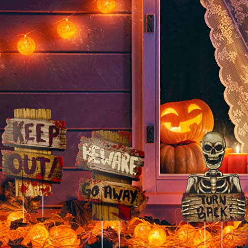 image for Prextex Halloween Outdoor Decorations Yard Signs with Metal Stakes for