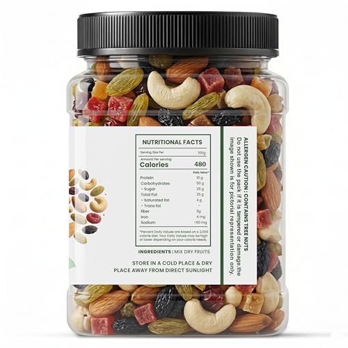 Image of Avogro Premium Mixed Dry Fruits 250gm | Almonds, Cashews, Kishmish, Apricots & Seeds Mix | Fresh Crunchy Nut & Fruit Jar Pack for Snacking & Gifting