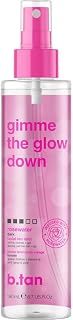 b.tan Gimme The Glow Down Clear Face Tan Mist - Gradual Sunless Tanner Spray with Rosewater, Vegan Cruelty-Free 6.7oz