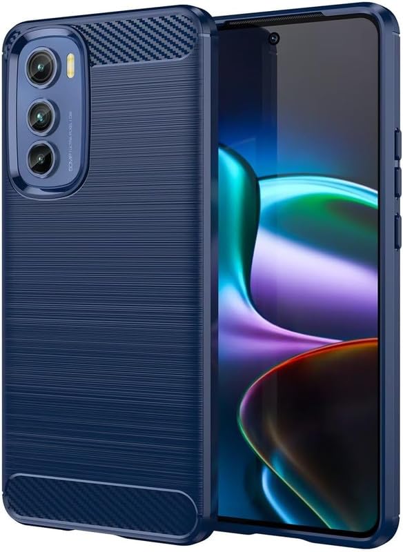 OneLike Shockproof Zebra Carbon Fiber Soft Slim Flexible Protective Case Back Cover for Motorola Edge 30 5G – Blue
