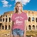 Wlen Travel Shirts for Women Rome Italy Travel T-Shirt The Eternal City Print Tee Tops Pink