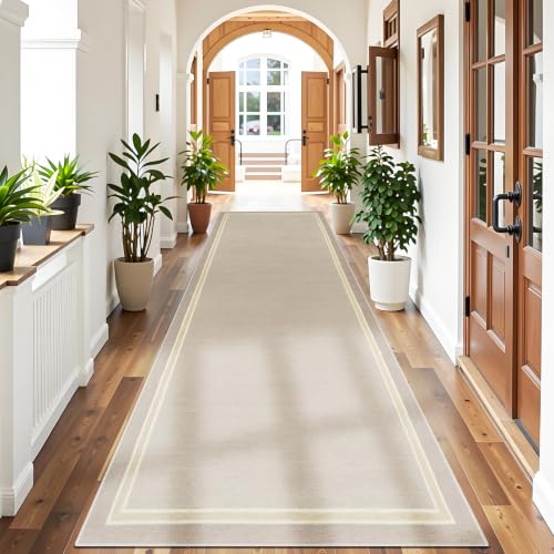 Alfombra de pasillo beige de 40x150 cm lavable y antideslizante para entrada de casa 3