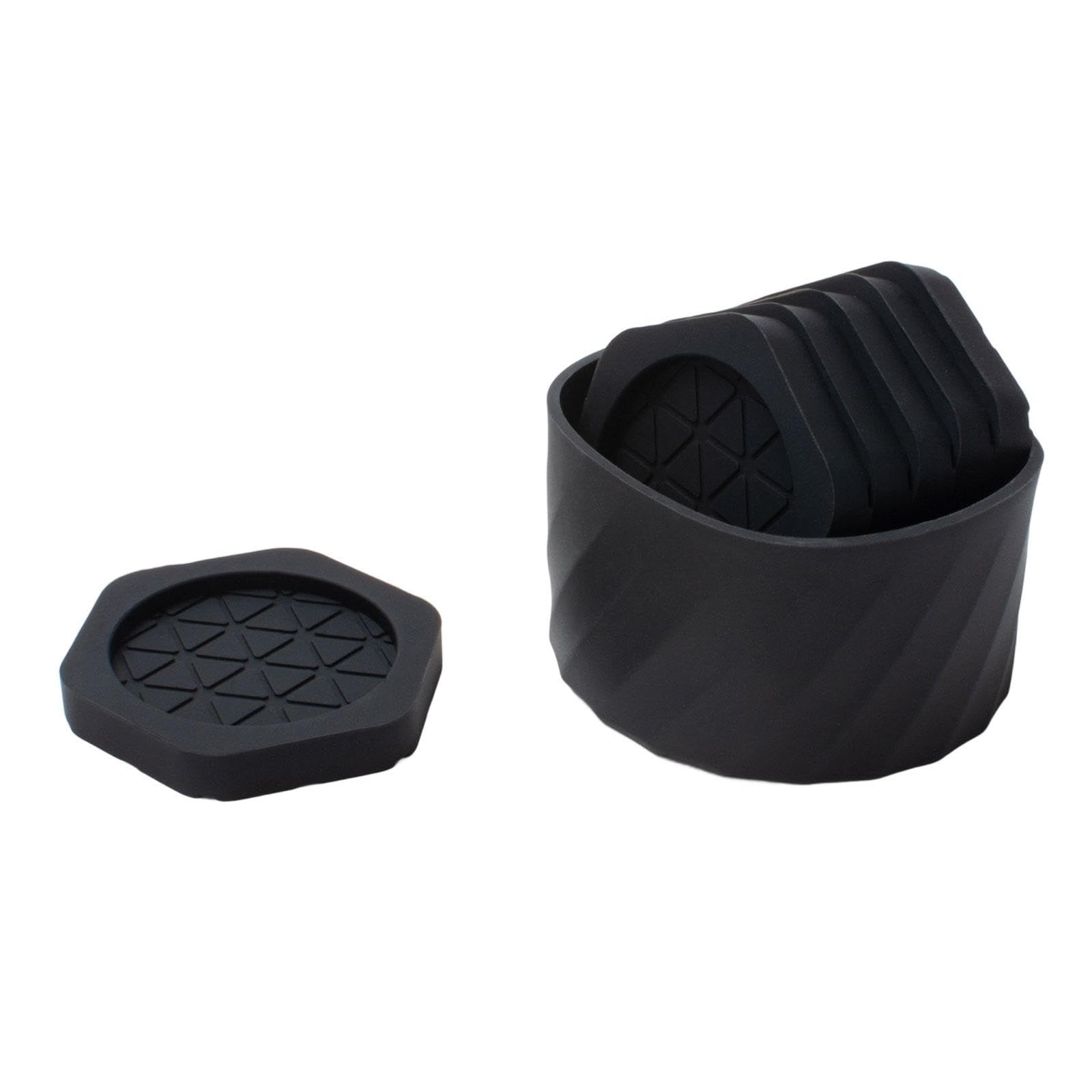 Dessous de verre hexagonaux noirs avec support pour table en lot complet