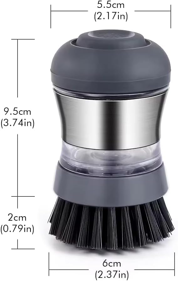 Image of Stainless Steel Kitchen Soap Dispensing Dish Scrubber - Palm Brush for House Cleaning - Durable and Efficient Cleaning Tool (Pack of 1)