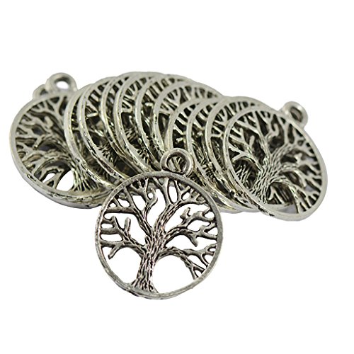 Generic Lot de 30pcs Pendentif Breloque Motif Arbre de Vie Argent Antique Ethnique pour Fabrication de Bijoux Cover