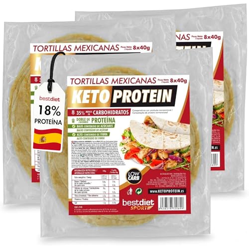 Tortillas Mexicanas Keto Protein – Tortillas de Trigo Baja en Carbohidratos – Ideal para Burritos, Wraps, Tacos y Quesadillas – Snack Keto Proteico – Comida Mexicana - Pack de 3 - Best Diet