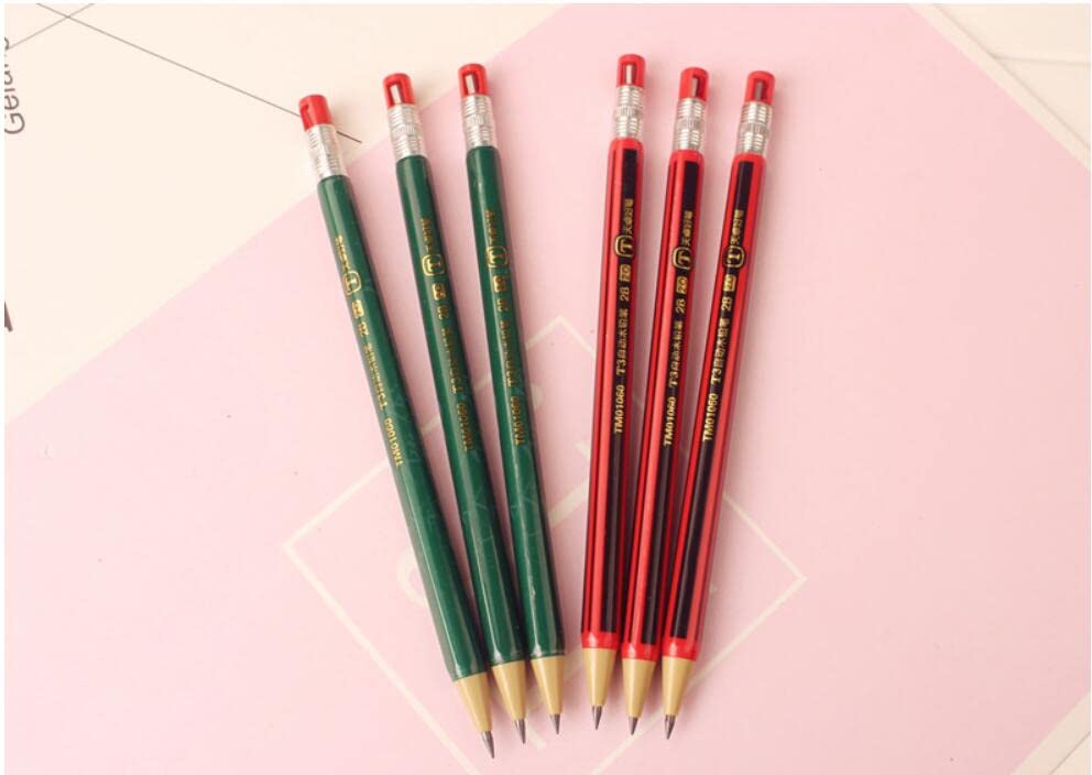 Image of Crackles Mechanical Pencil Set, 2.0 HB Graphite Leads Mechanical Pencils with inbuilt sharpener - Red & Green (10)