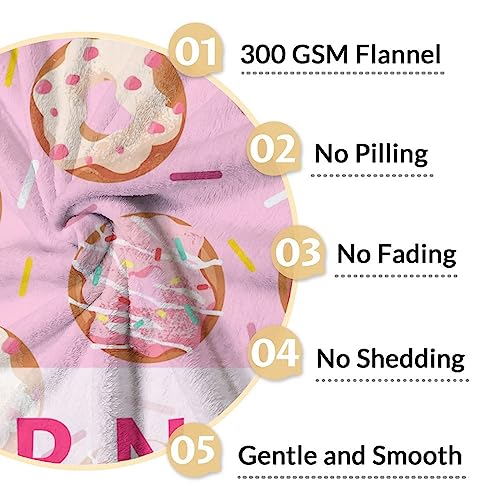 Girls Blanket - 50"x60" Cute Donut Throw Blanket Gifts for Kids & Adults - Personalized Pink Soft Fuzzy Doughnut Blanket for Bed, Couch & Living Room