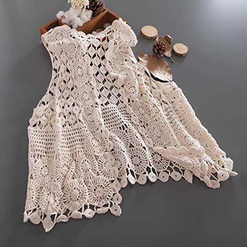 Women Crochet Sleeveless Vest Waistcoat Hollow Knit Geometric Cardigan for Jacke Solid Color Vest4
