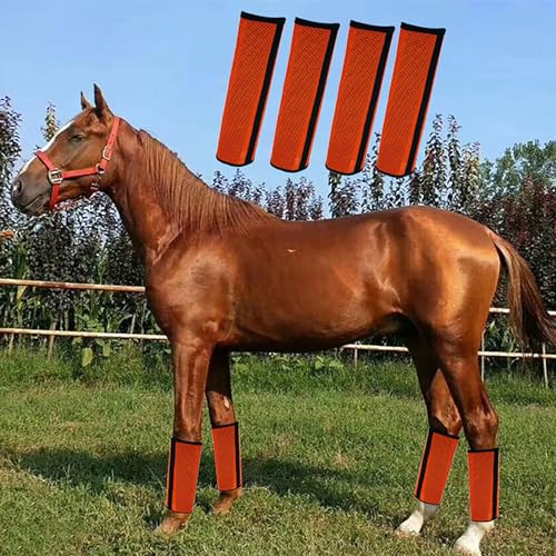 Image of 4 Pack Mesh Fly Boots for Horse Loose Breathable Horse Leggins Protective Horse Leg Wraps Protective Horse Leggings for Preventing Flies Bites (A)