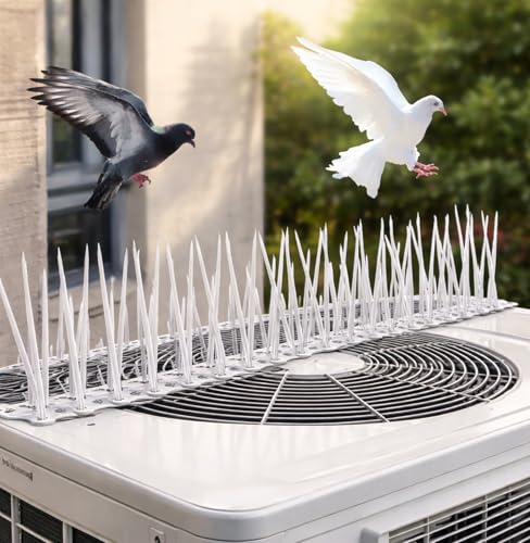 Image of XONOV Bird and Pigeon Spikes, Pigeon Control Spikes Anti Bird Plastic Spikes for AC Balcony Railing Window Home Protection from Pigeon Dog Monkey Crow Kabootar Transparent (Pack of 80 (13 Inch))