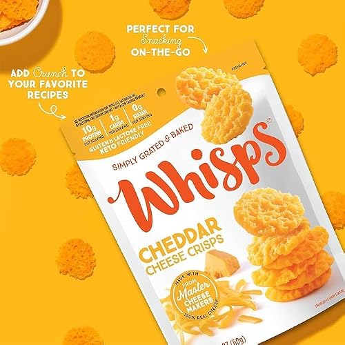 Whisps Cheese Crisps Cheddar Cheese | Protein Chips | Healthy Snacks | Protein Snacks, Gluten Free, High Protein, Low Carb Keto Food (2.12 Oz, 3 Pack) - Thumbnail 7