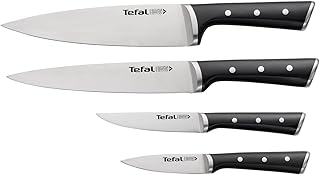 Tefal Ice Force Set de 4 couteaux de cuisine, Lame acier inoxydable allemand, Garantie 10 ans, Coupe et tranchant haute performance K2324S74