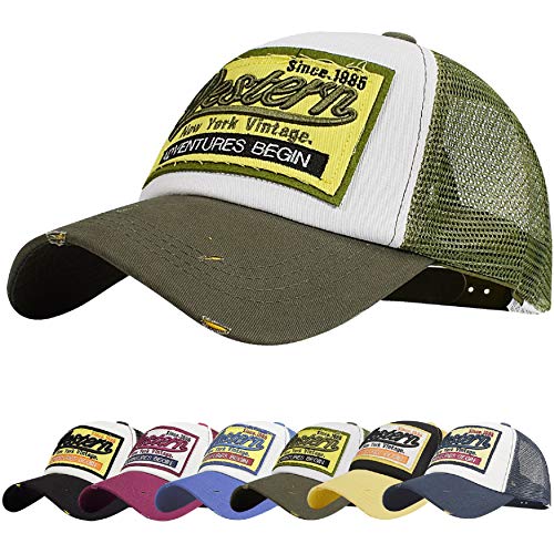 UMIPUBO Baseball Cap Mesh Hats for Men Women Unisex Embroidered Letter Patch Casual Hats Hip Hop Sun Hats (Army Green)