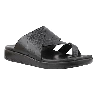 Franky Men's Cross Strap Sandals | Slip-On Casual Footwear | Cushion Footbed For All Day Comfort (BLACK, UK Footwear Size System, Adult, Men, Numeric, Medium, 10)